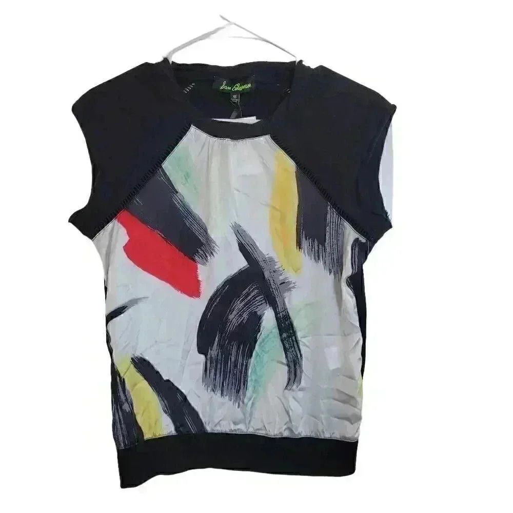 Sam Edelman Women's Black/White Paint Stroke Sleeveless Top